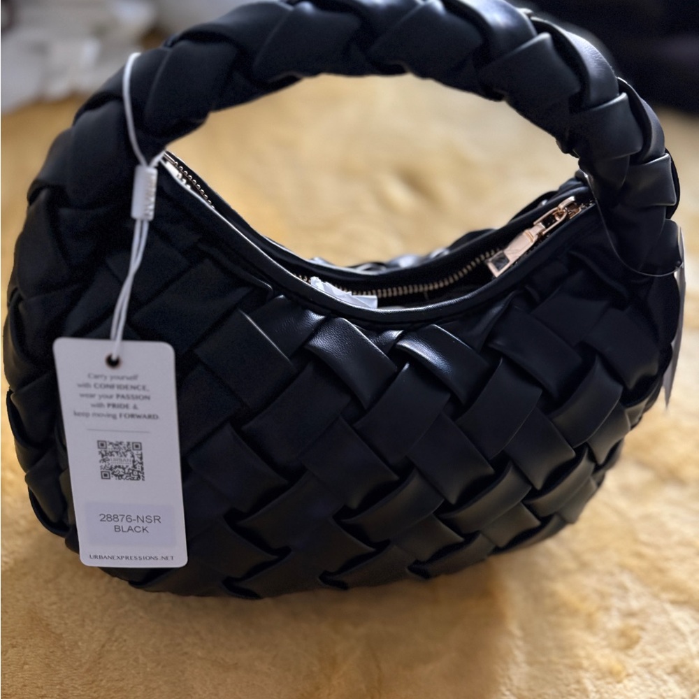 Urban Expressions Black Woven Shoulder Bag